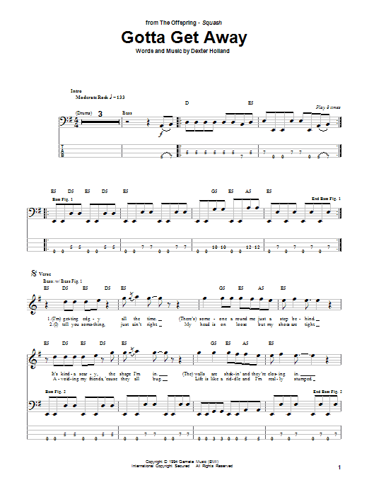 Produktgalerie: Seite 1 von 1 Gotta Get Away, The Offspring, E-Bass