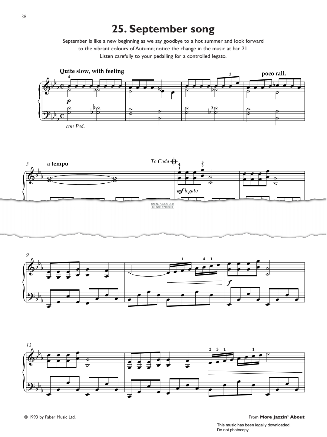 Produktbild zu: September Song (from 'More Jazzin' About')