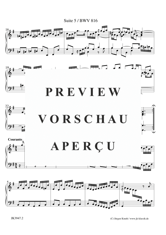 gallery: Suite 5 Französisch BWV 816 Fassung A, , (Klavier Solo)