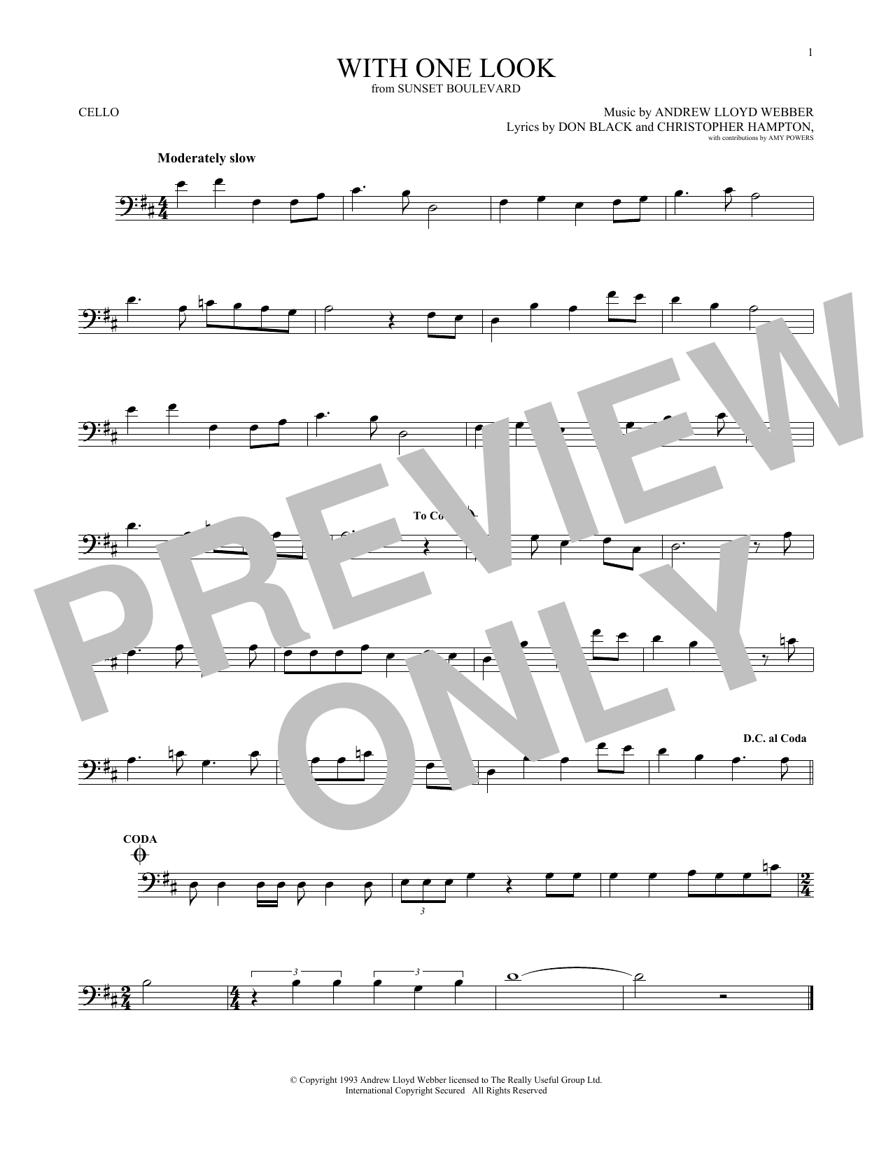 Produktgalerie: Seite 1 von 1 With One Look, Andrew Lloyd Webber, Violoncello