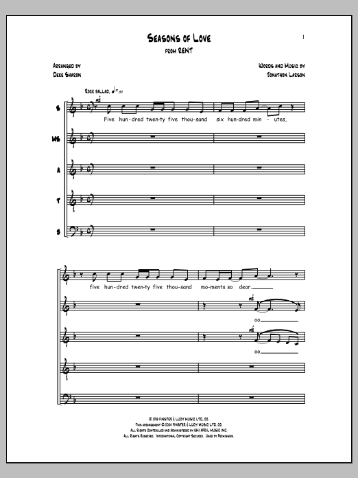 Product gallery: Page 1 of 1 Seasons of Love (arr. Deke Sharon), Jonathon Larson