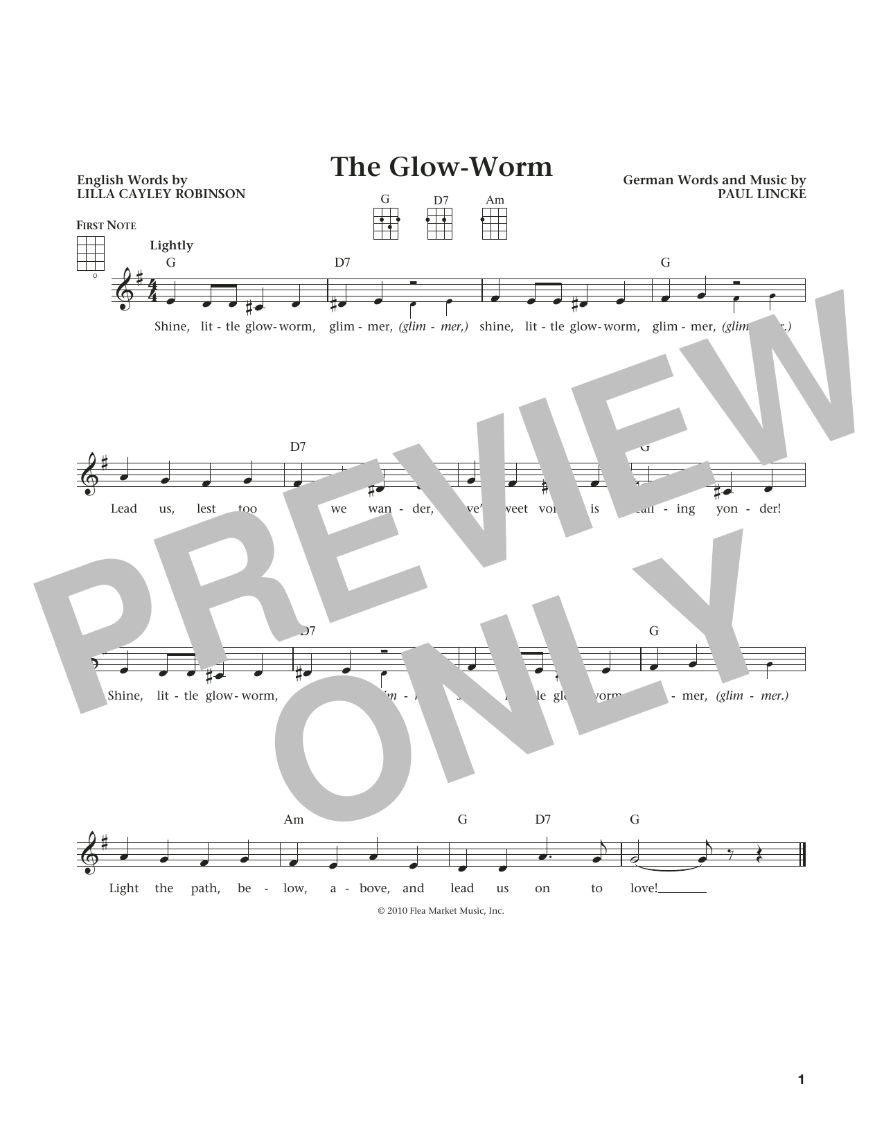 Product gallery: Page 1 of 1 The Glow Worm (from The Daily Ukulele) (arr. Liz and Jim Beloff), Lilla Cayley Robinson