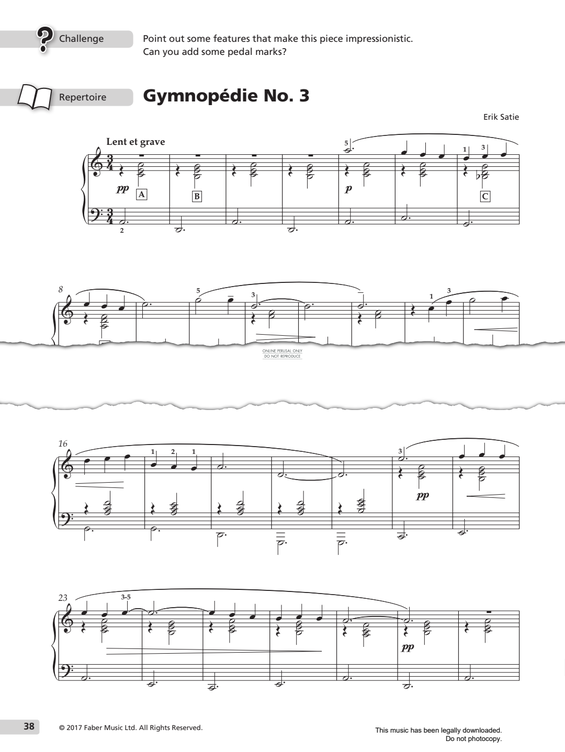 Product gallery: Page 1 of 1 Gymnopédie No. 3 'Lent e grave in A minor', Erik Satie