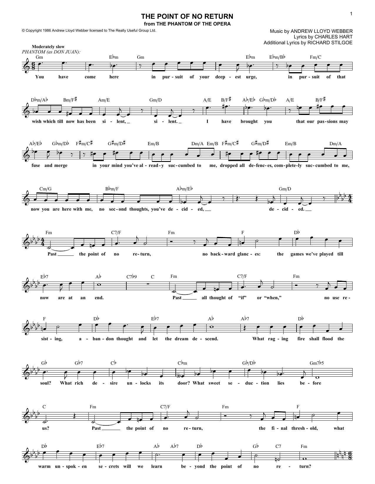 Produktbild zu:  The Point Of No Return (from The Phantom Of The Opera) - Andrew Lloyd Webber