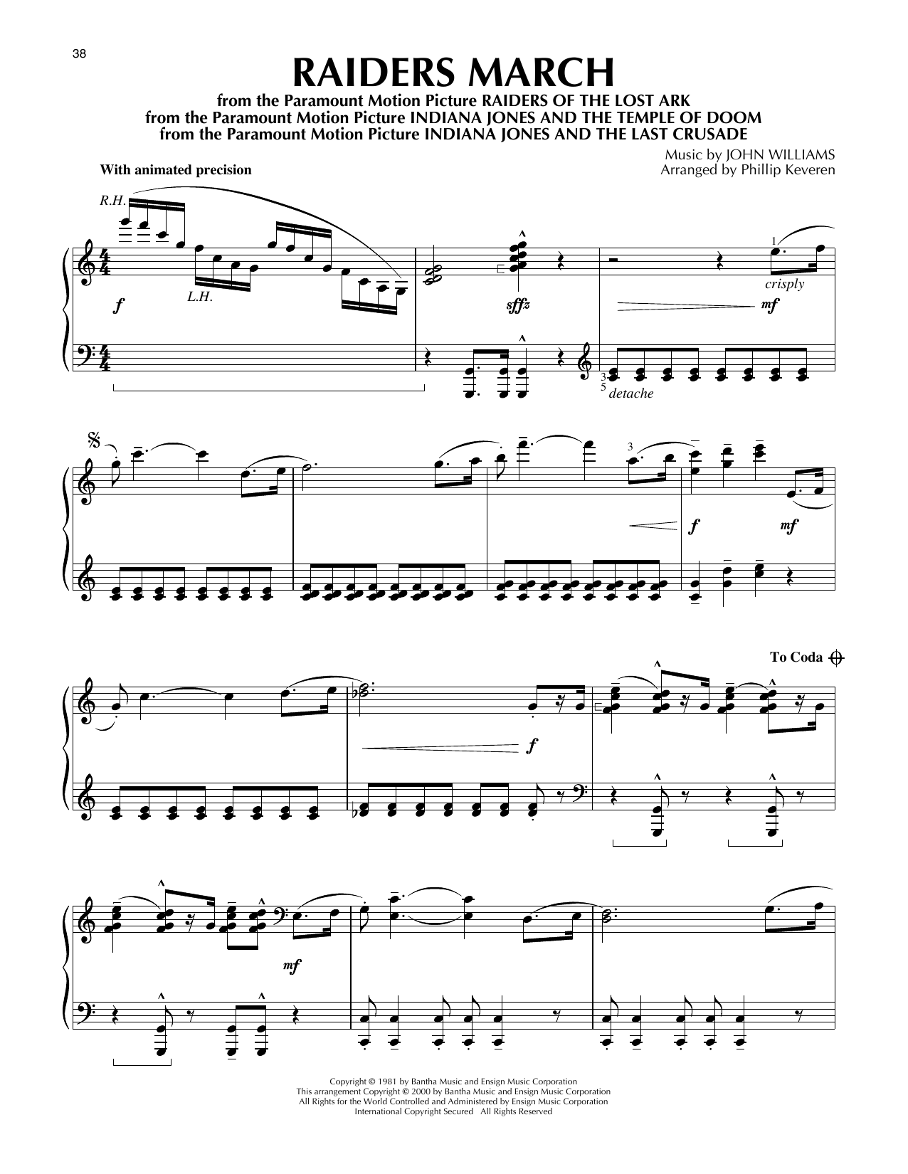 Product gallery: Page 1 of 1 Raiders March (from Indiana Jones) (arr. Phillip Keveren), John Williams