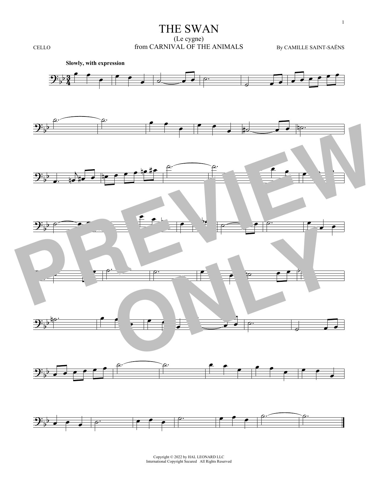 Produktgalerie: Seite 1 von 1 The Swan (Le Cygne), Camille Saint-Saens, Violoncello