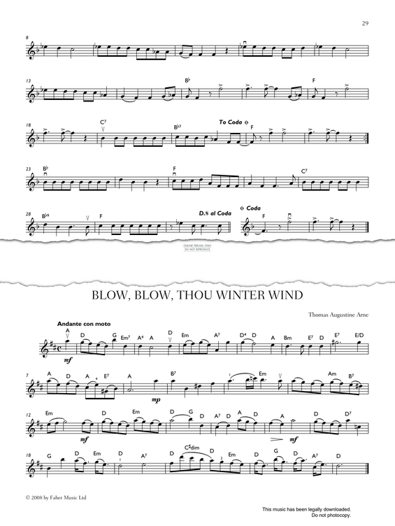 Produktgalerie: Seite 1 von 1 Blow, Blow Thou Winter Wind, Thomas Arne, Violine