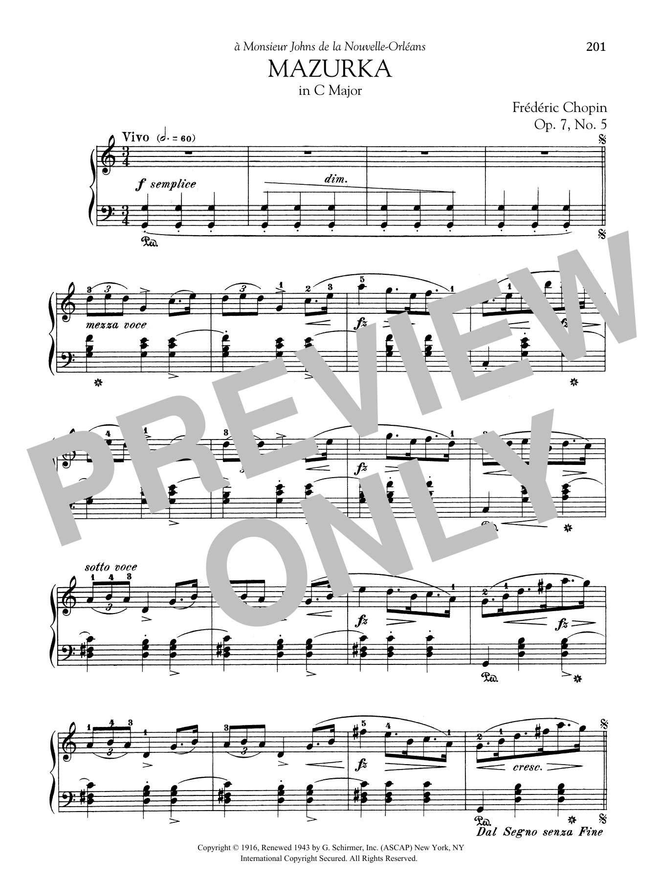 Product gallery: Page 1 of 1 Mazurka in C Major, Op. 7, No. 5, Frédéric Chopin