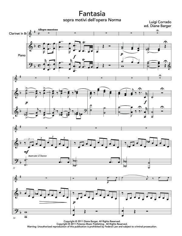 Product gallery: Page 1 of 11 Fantasia sopra motivi dell´opera Norma, , (clarinet in Bb and piano)