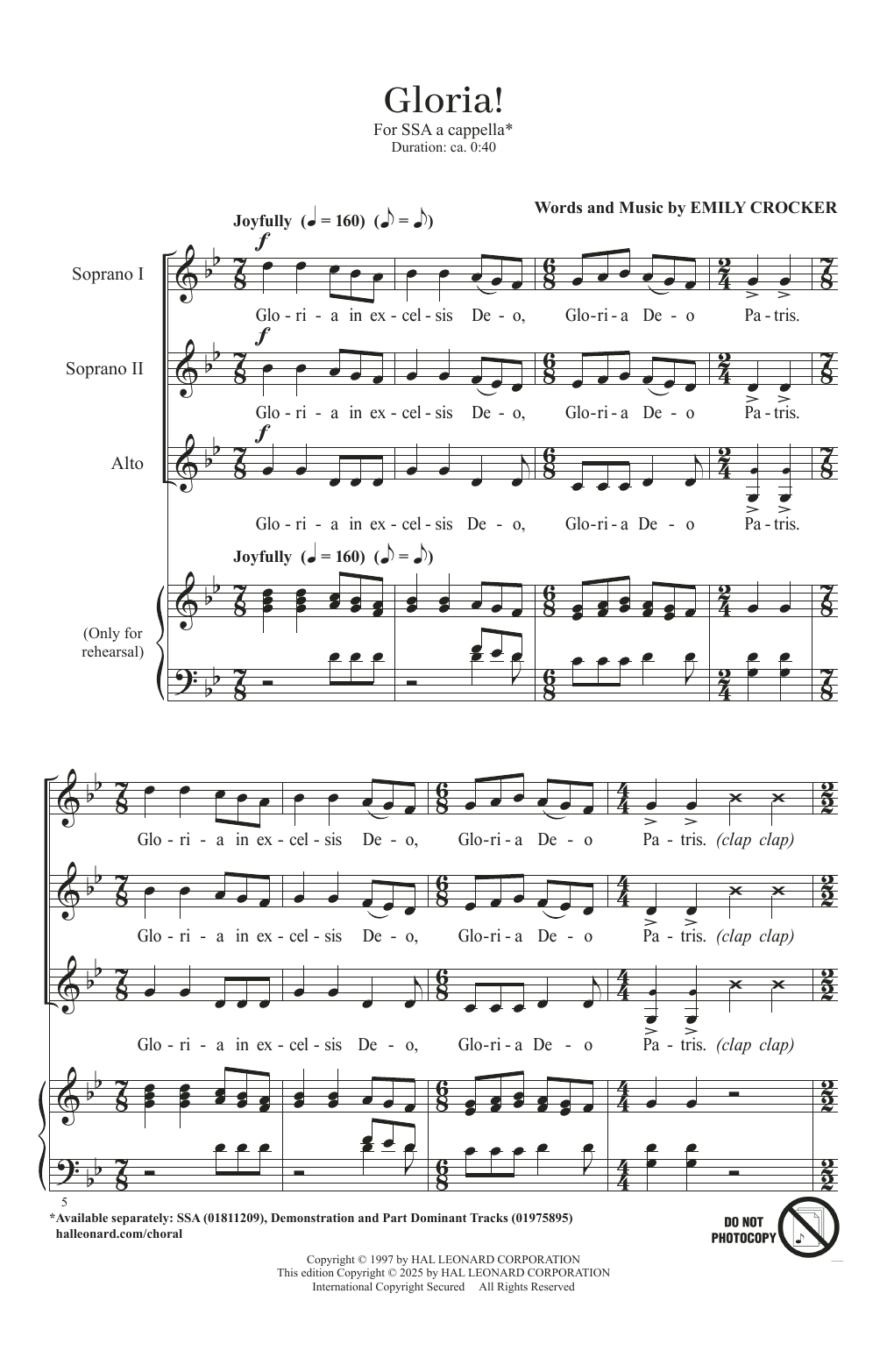 Produktgalerie: Seite 1 von 1 A Cappella Songs For SSA Chorus, Emily Crocker, Chor