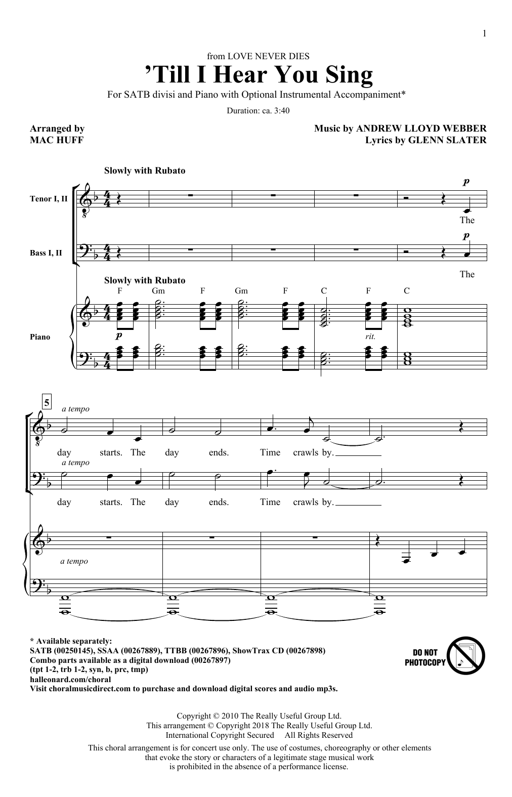Product picture to: 'Til I Hear You Sing (arr. Mac Huff)