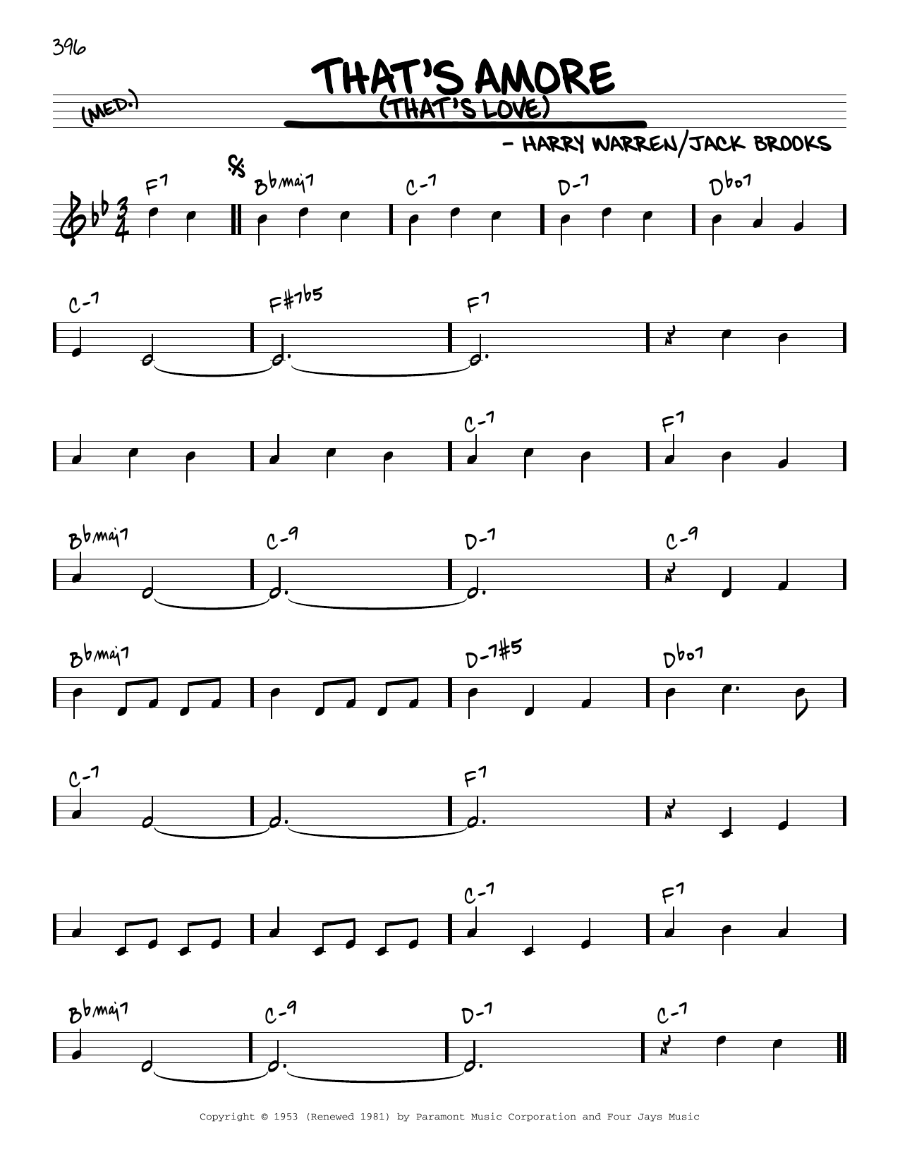 Product picture to: That's Amore (That's Love) [Reharmonized version] (arr. Jack Grassel)