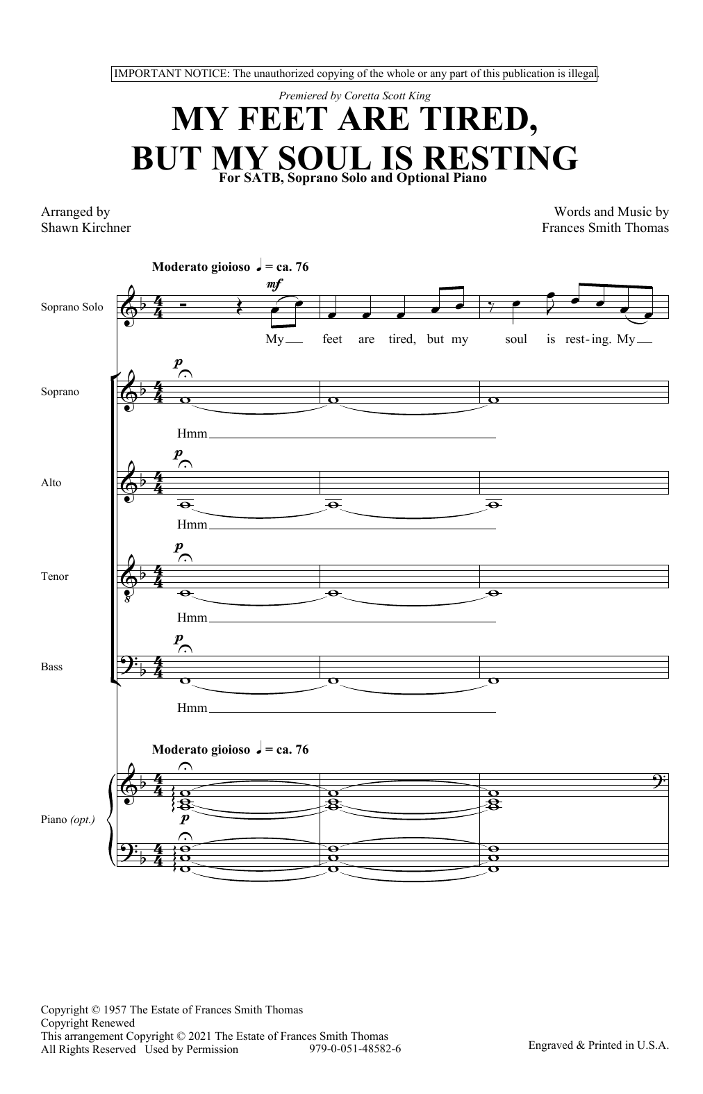 Produktbild zu: My Feet Are Tired, But My Soul Is Resting (arr. Shawn Kirchner)