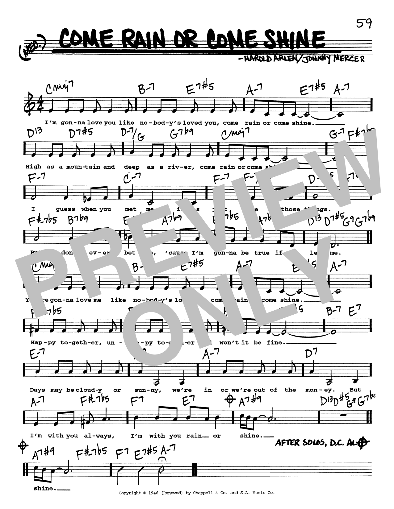 Produktgalerie: Seite 1 von 1 Come Rain Or Come Shine (Low Voice), Johnny Mercer & Harold Arlen