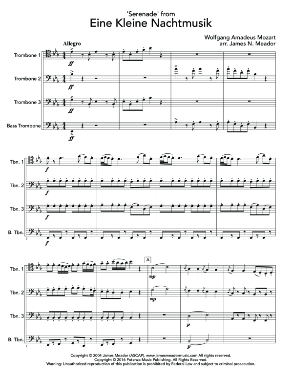 Product gallery: Page 1 of 11 Serenade from Eine Kleine Nachtmusik, , (Trombone quartet)