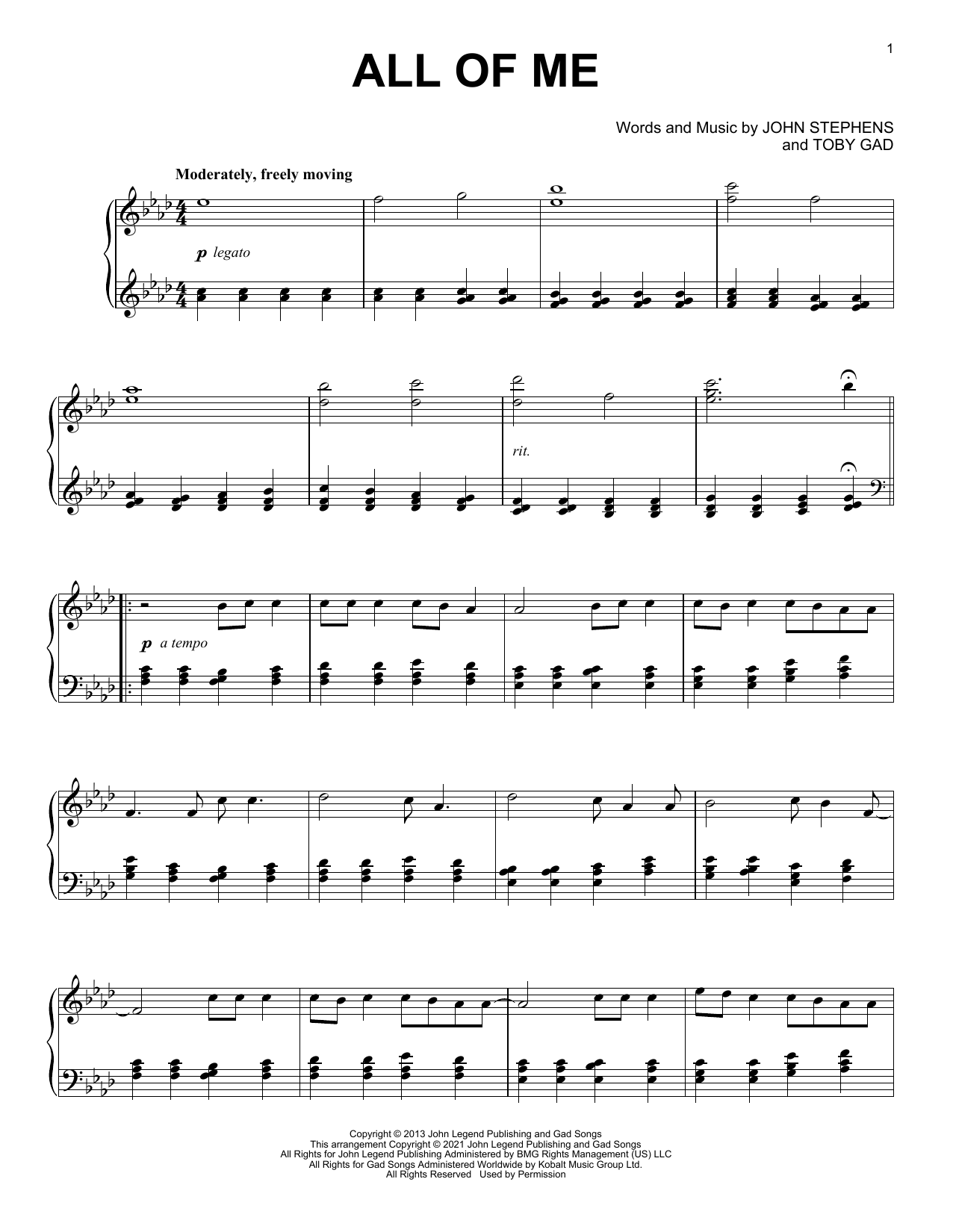 Produktgalerie: Seite 1 von 1 All Of Me [Classical version], John Legend, Klavier