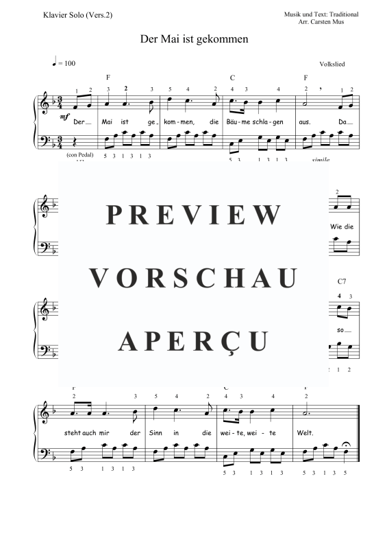 Produktbild zu: Der Mai ist gekommen (Version2) F-DurTraditional