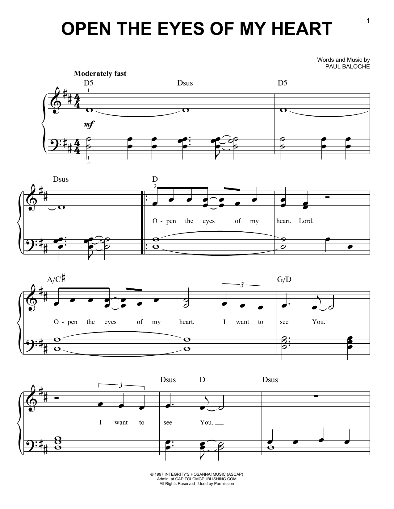 Produktgalerie: Seite 1 von 1 Open The Eyes Of My Heart, Paul Baloche, Klavier