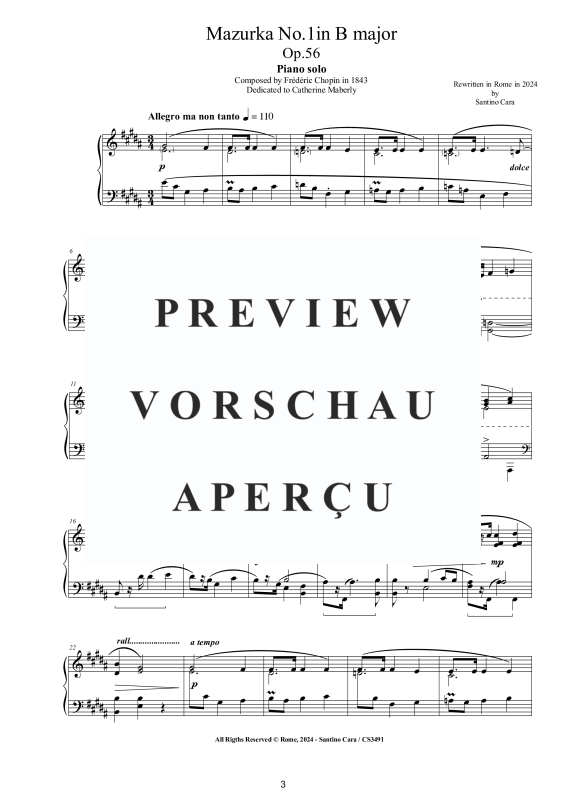 Produktgalerie: Seite 4 von 11 3 Mazurkas Op. 56 für Klavier - Vollständige Partituren, , Klavier Solo