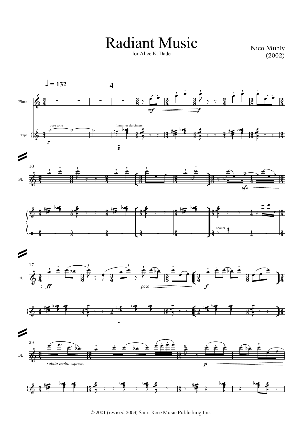 Product gallery: Page 1 of 1 Radiant Music (for flute and electronics), Nico Muhly