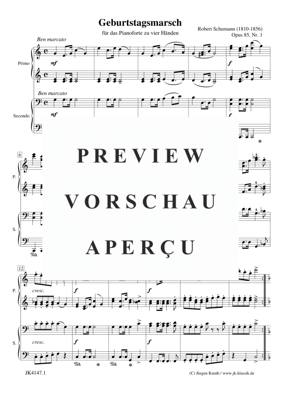 gallery: Geburtstagsmarsch Op.85, Nr.1, , Klavier vierhändig
