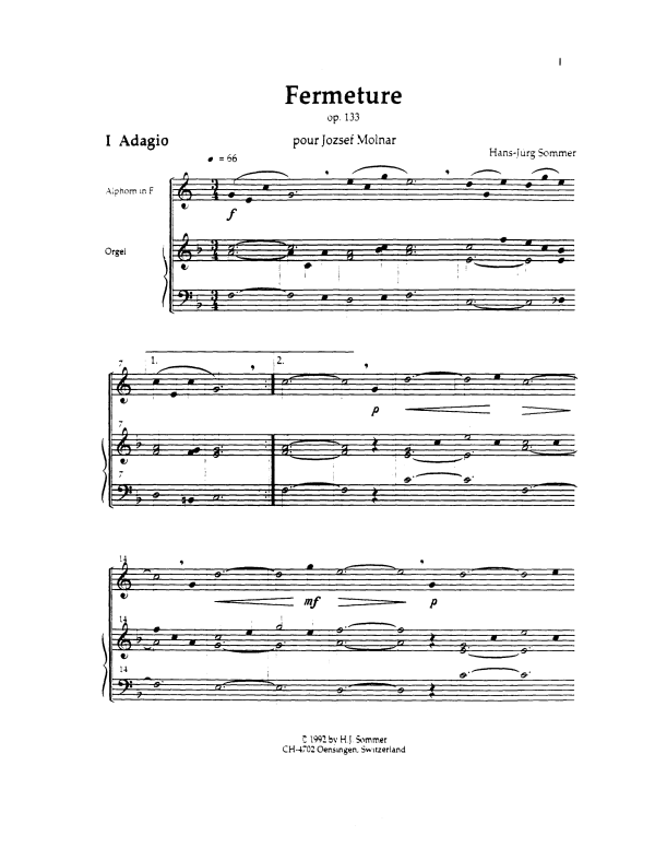 Product picture to: Fermeture, Op. 133Hans-Jürg Sommer