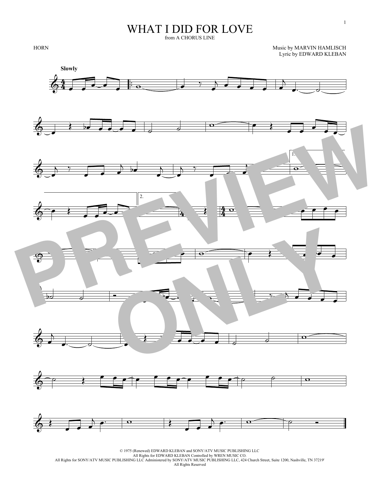 Produktgalerie: Seite 1 von 1 What I Did For Love, Marvin Hamlisch, Horn