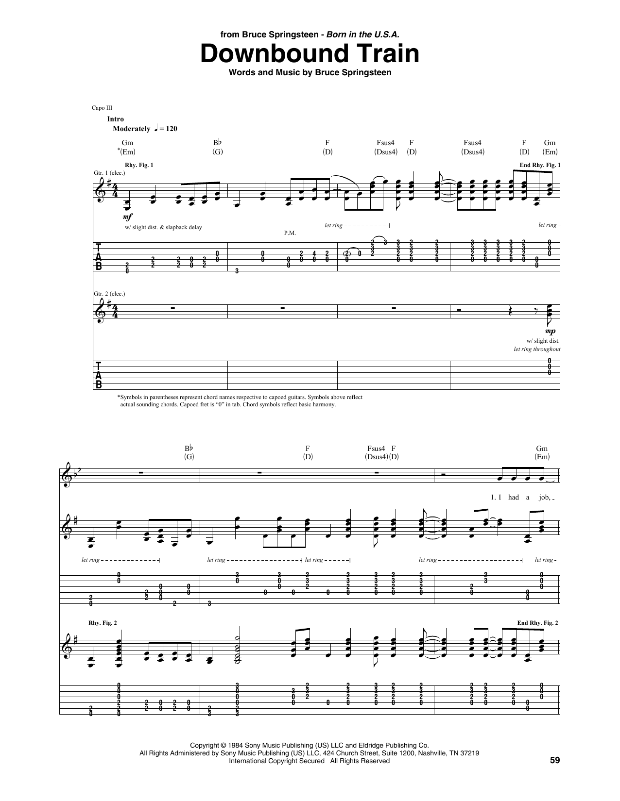 Produktgalerie: Seite 1 von 1 Downbound Train, Bruce Springsteen, Gitarre