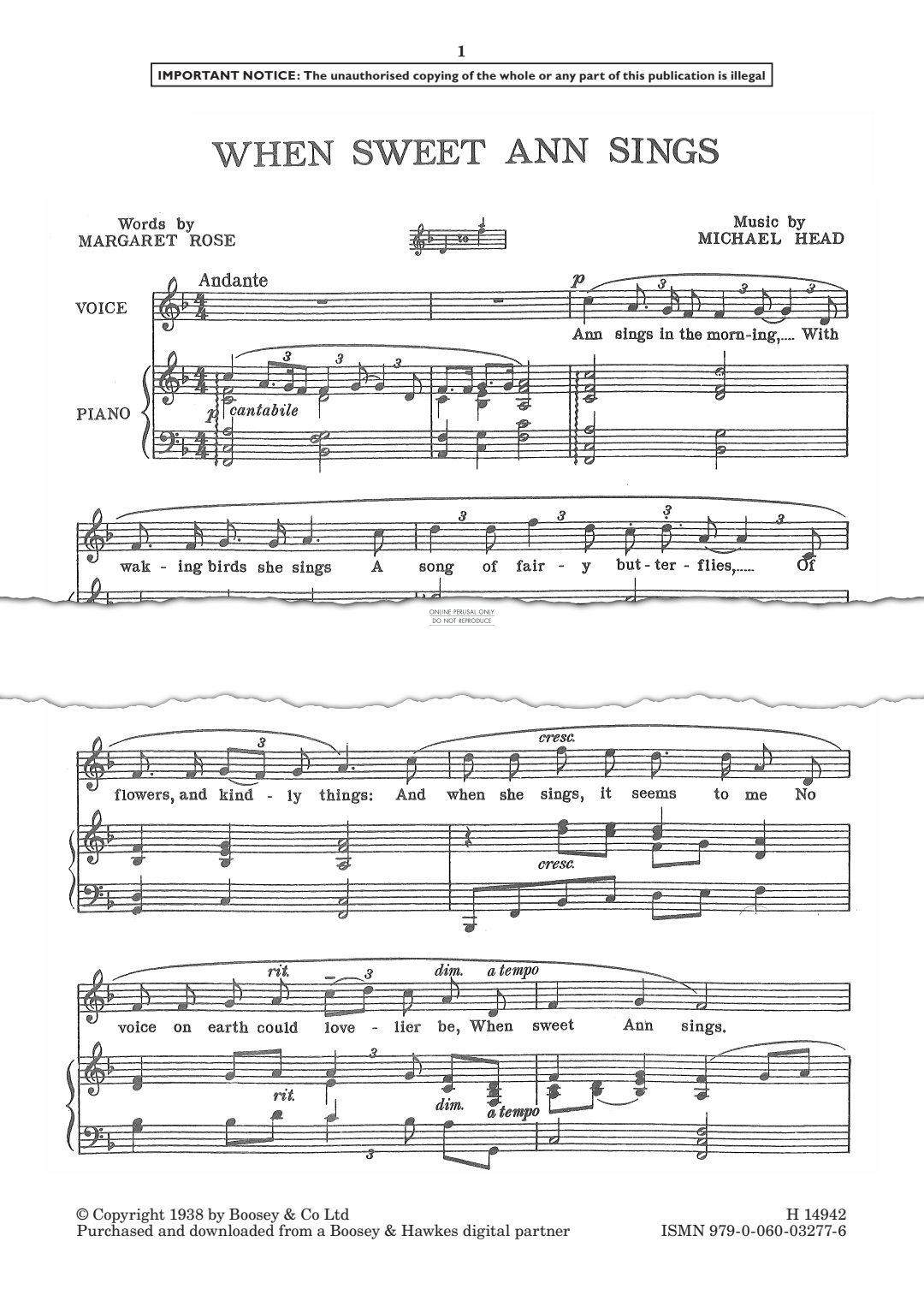 Produktgalerie: Seite 1 von 1 When Sweet Ann Sings, Michael Head, Gesang, Klavier