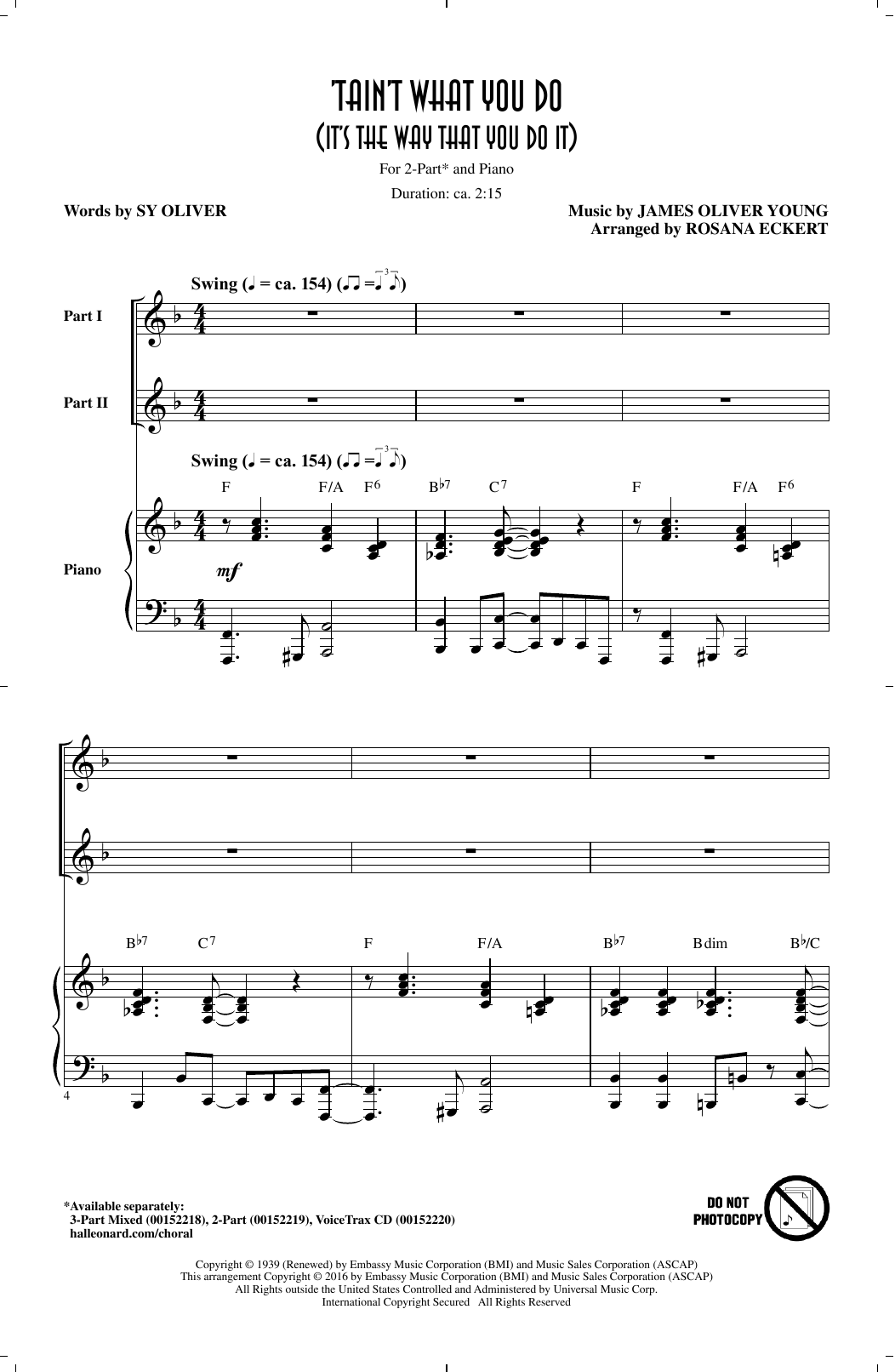 Produktbild zu: 'Tain't What You Do (It's The Way That Cha Do It) (arr. Rosana Eckert)