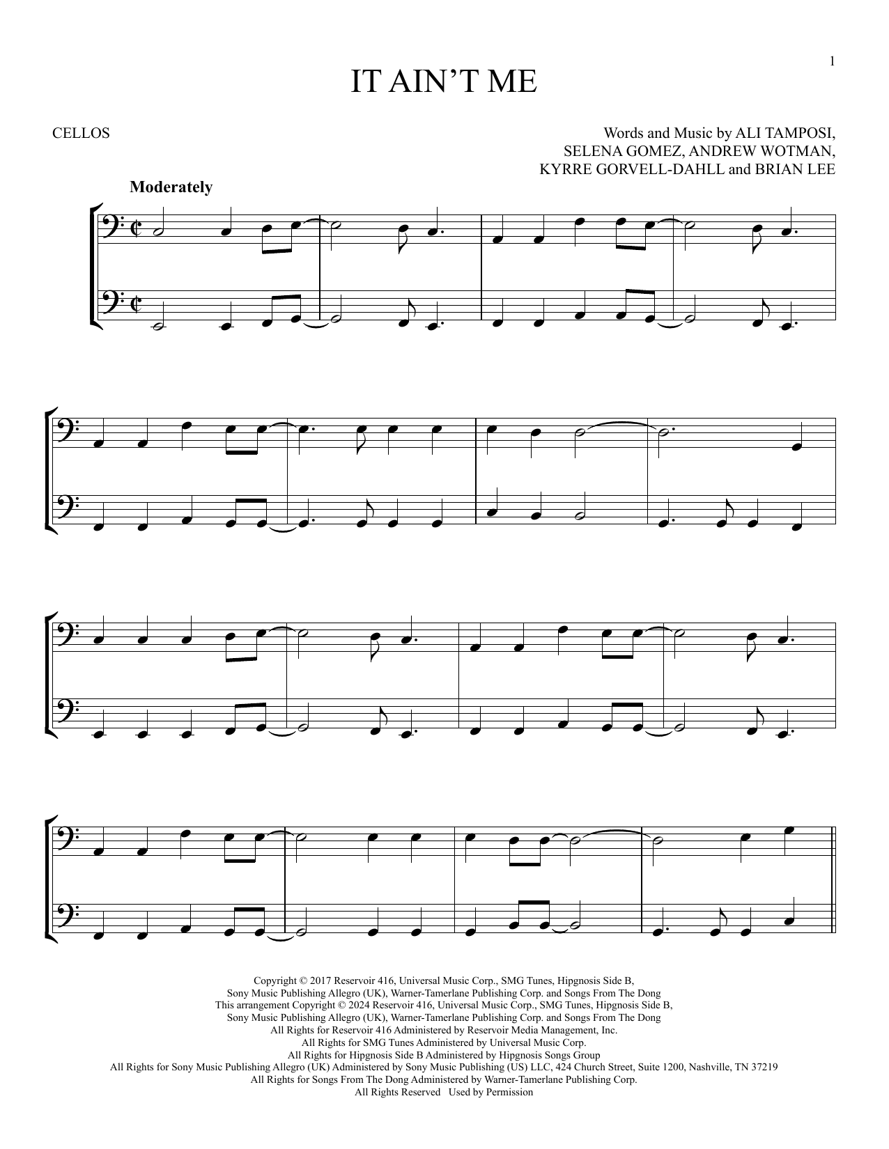 Produktgalerie: Seite 1 von 1 It Ain't Me, Kygo and Selena Gomez, Violoncello