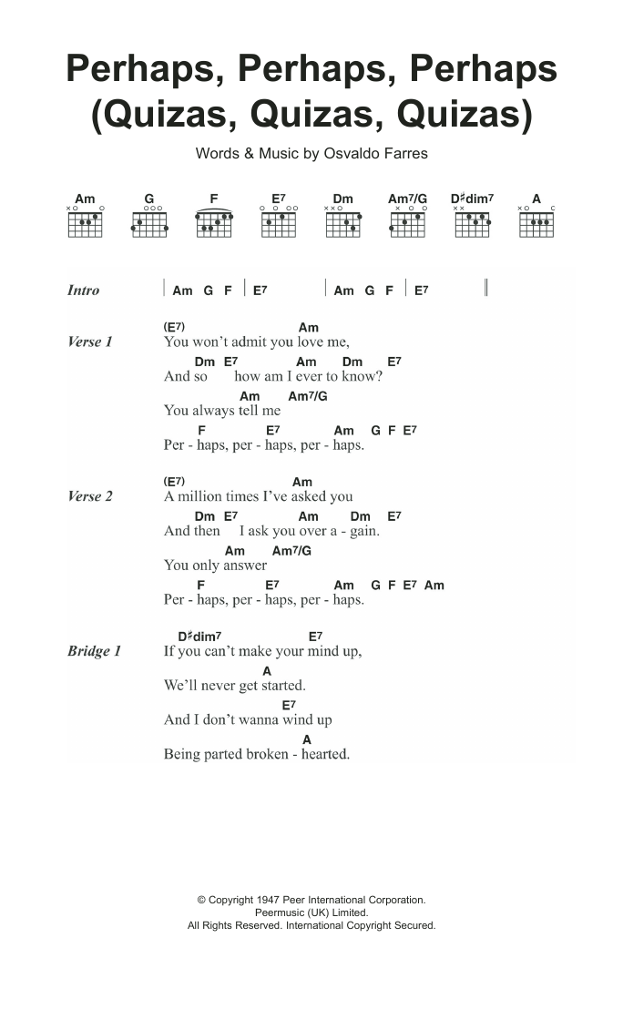 Produktgalerie: Seite 1 von 1 Perhaps, Perhaps, Perhaps (Quizas, Quizas, Quizas), Osvaldo Farres, Gitarre