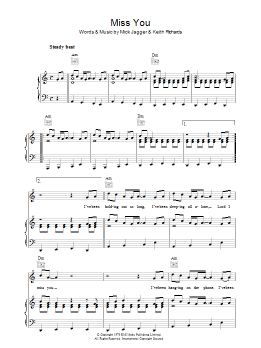 Produktgalerie: Seite 1 von 1 Miss You, The Rolling Stones, Gesang, Gitarre, Klavier