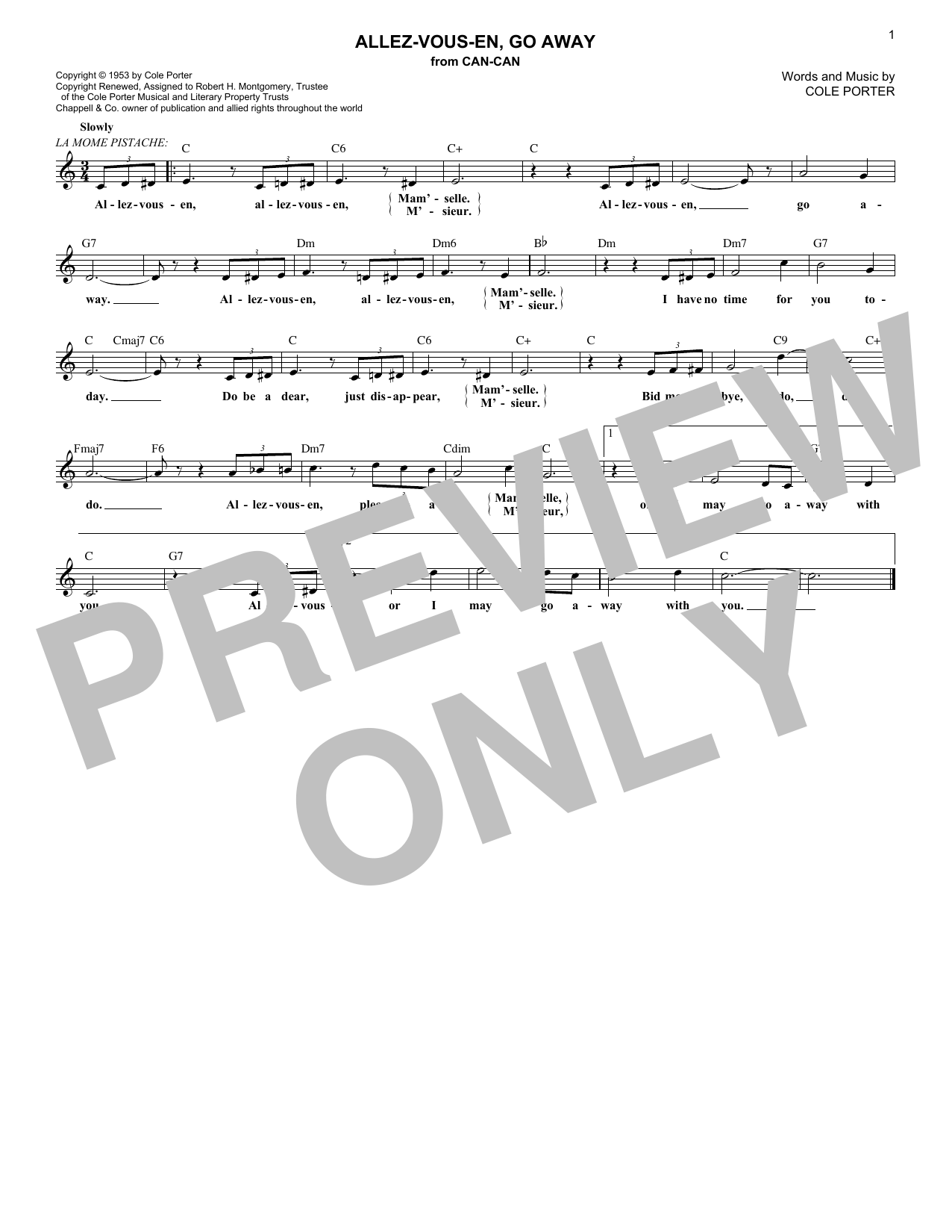 Product gallery: Page 1 of 1 Allez-Vous-En, Go Away, Cole Porter