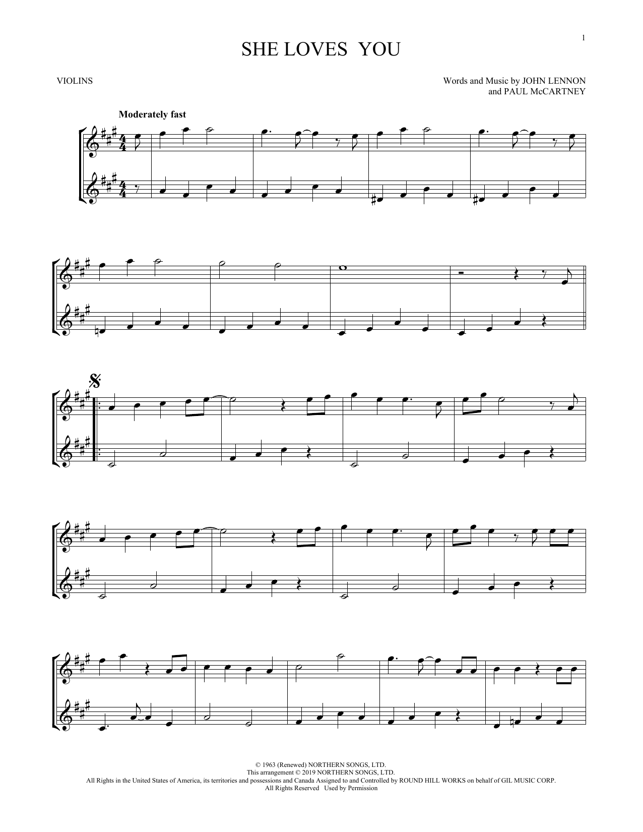 Product gallery: Page 1 of 1 She Loves You (arr. Mark Phillips), The Beatles