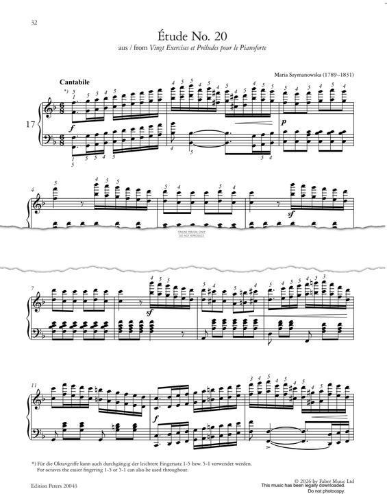 Produktgalerie: Seite 1 von 1 Étude No. 20, Maria Szymanowska, Klavier