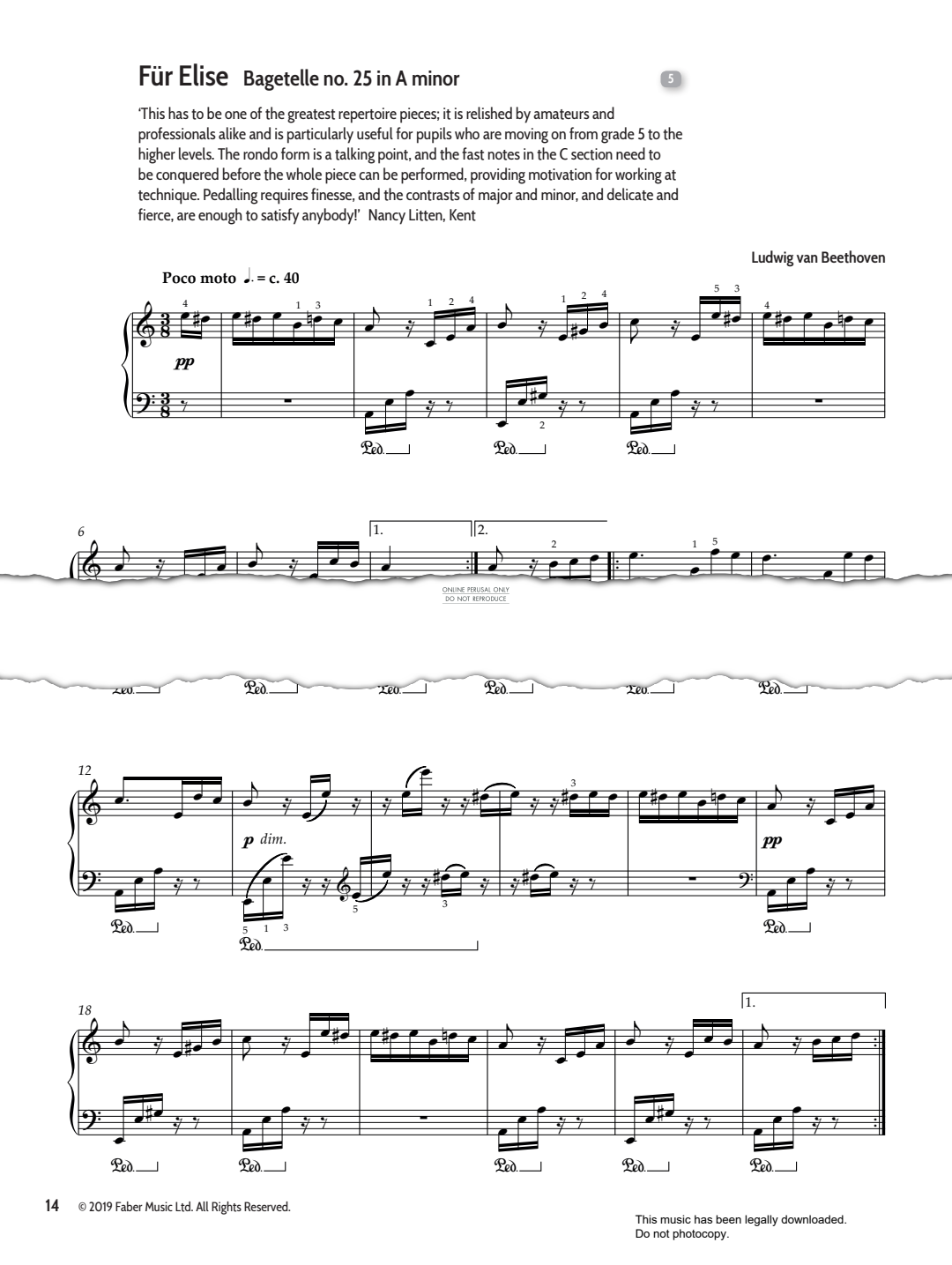 Product gallery: Page 1 of 1 Für Elise (‘Bagatelle No.25 in A minor WoO59’), Ludwig van Beethoven