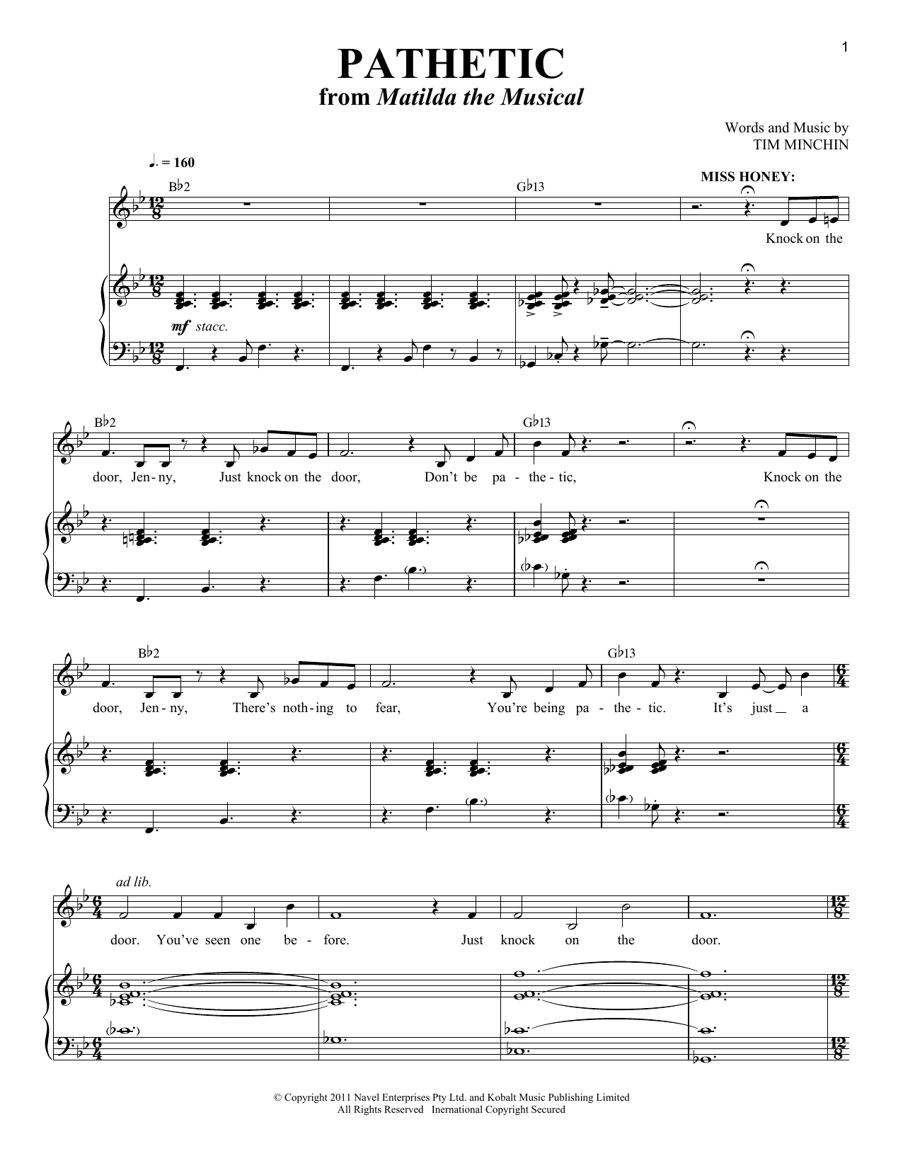 Produktbild zu: Pathetic (from Matilda the Musical)