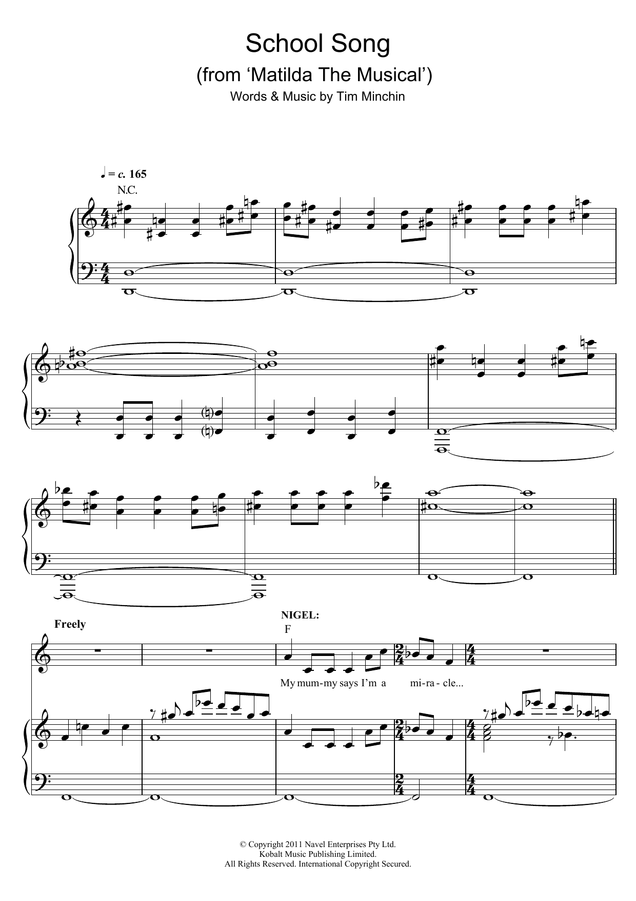 Produktbild zu: School Song (from Matilda The Musical)
