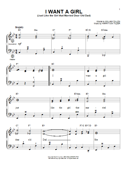 Produktgalerie: Seite 1 von 1 I Want A Girl (Just Like The Girl That Married Dear Old Dad) (arr. Gary Meisner), Harry von Tilzer, Akkordeon