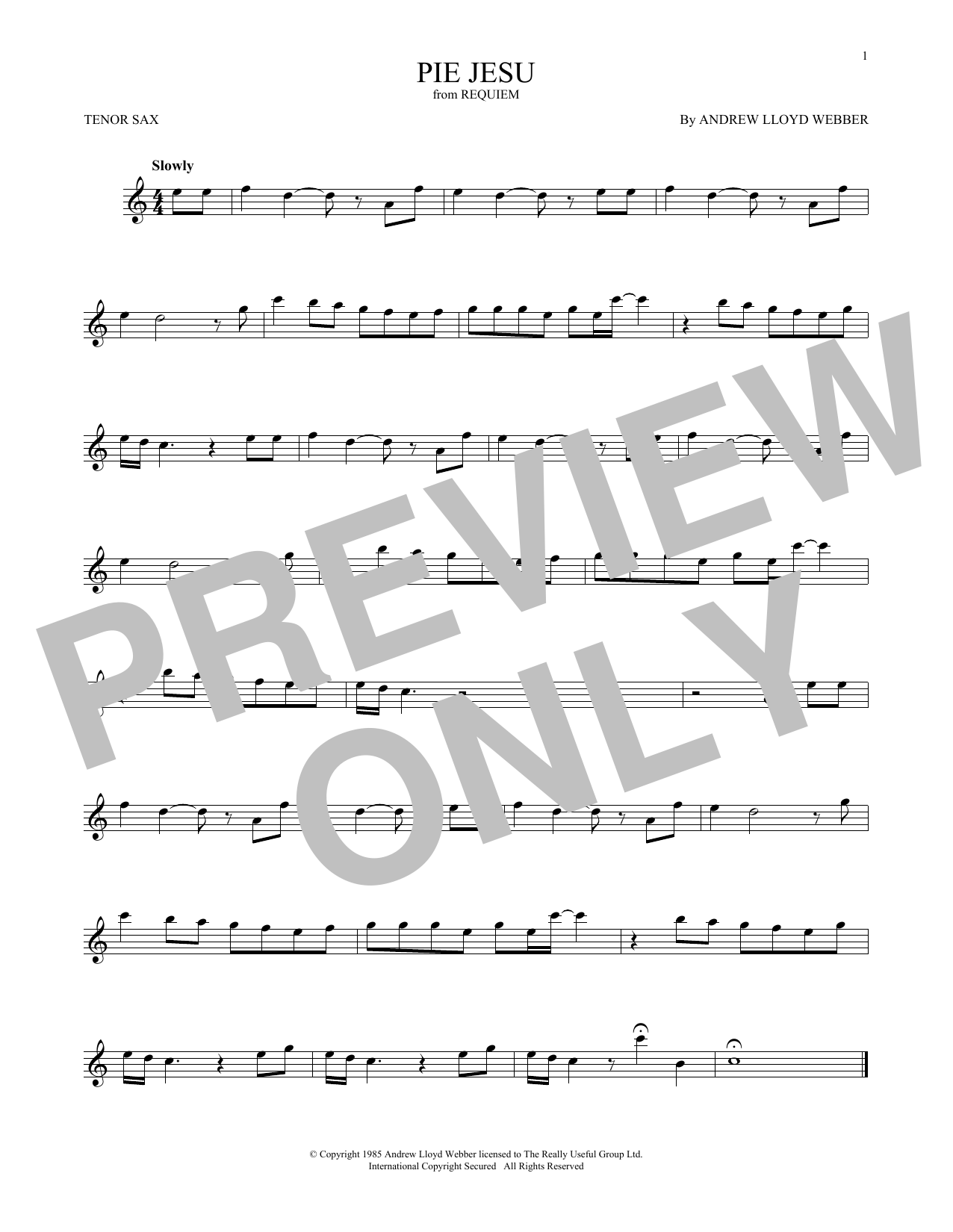 Product gallery: Page 1 of 1 Pie Jesu (from Requiem), Andrew Lloyd Webber