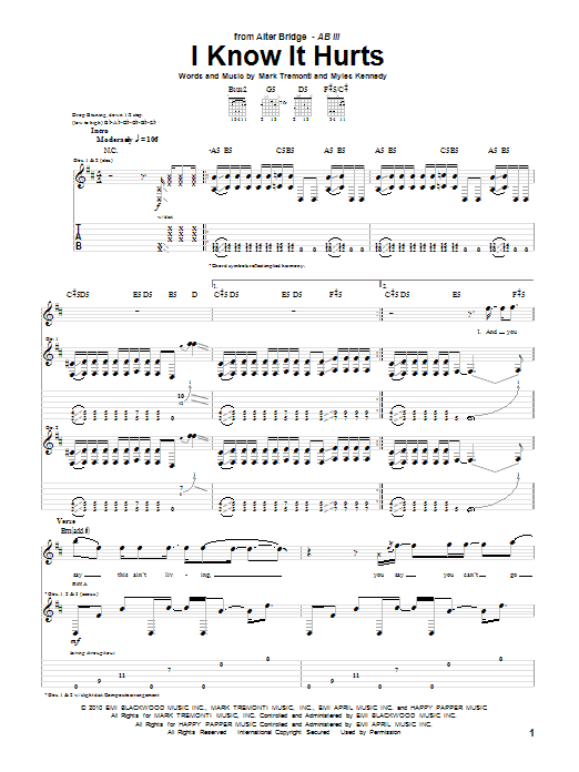 Produktgalerie: Seite 1 von 1 I Know It Hurts, Alter Bridge, Gitarre