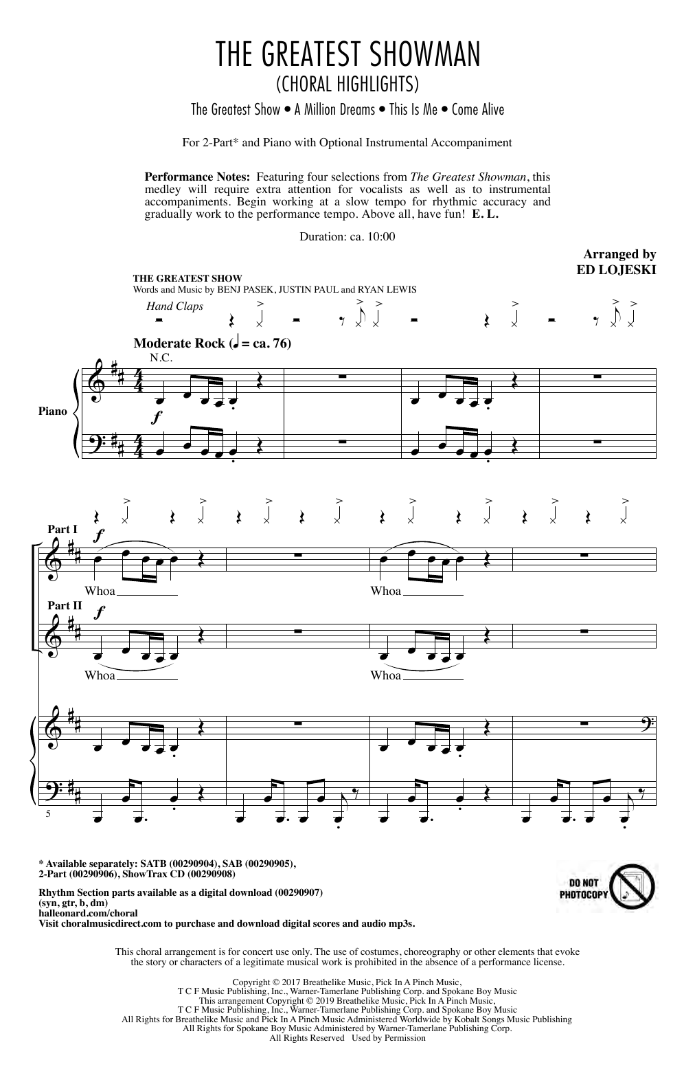 Produktbild zu: The Greatest Showman (Choral Highlights) (arr. Ed Lojeski)