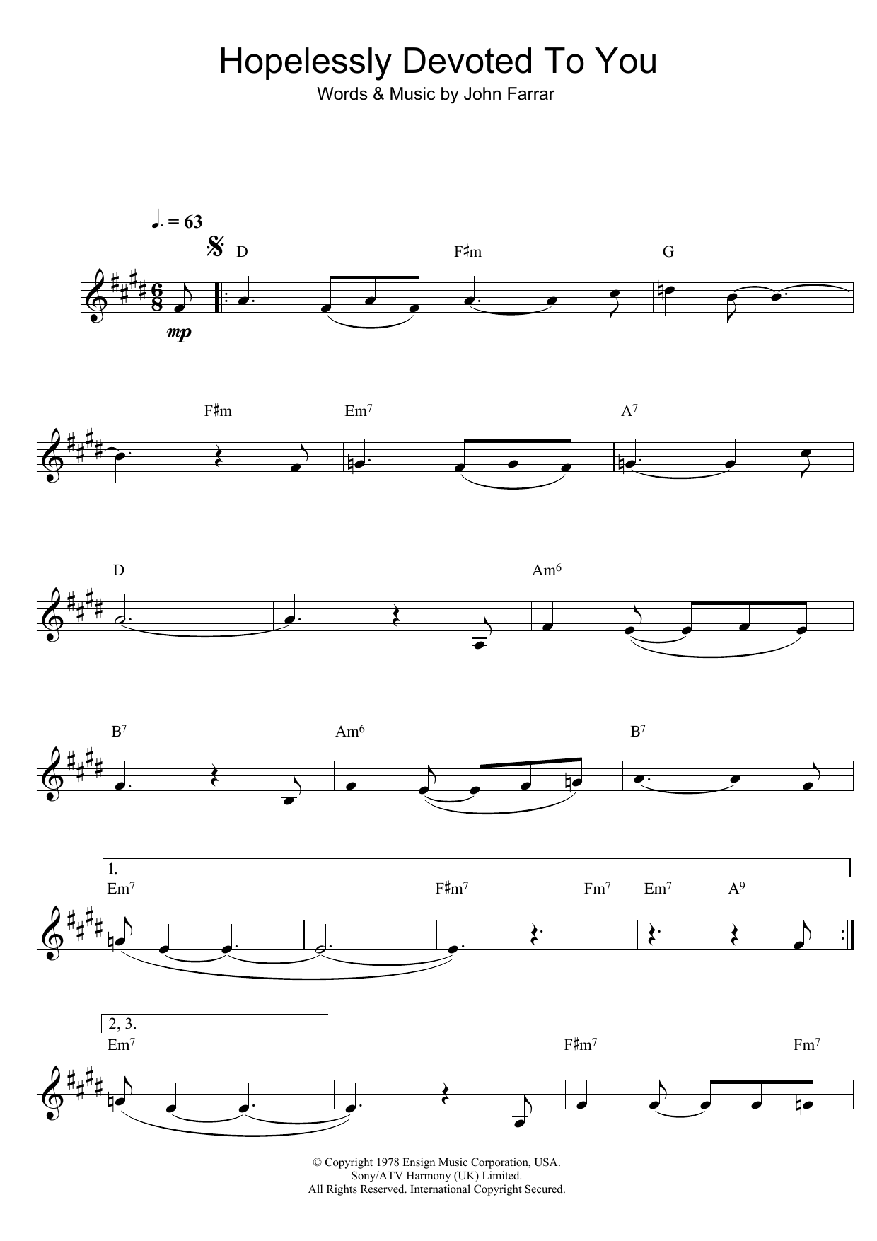 Product gallery: Page 1 of 1 Hopelessly Devoted To You (from Grease), Olivia Newton-John