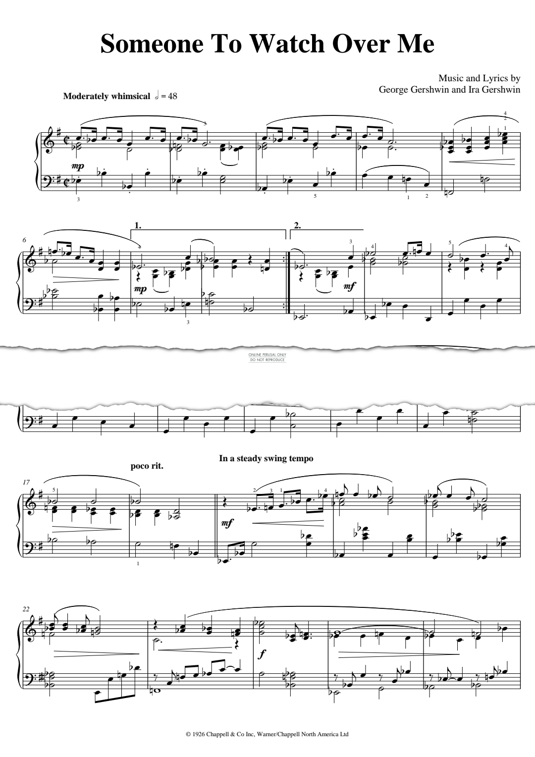 Product gallery: Page 1 of 1 Someone To Watch Over Me, George Gershwin