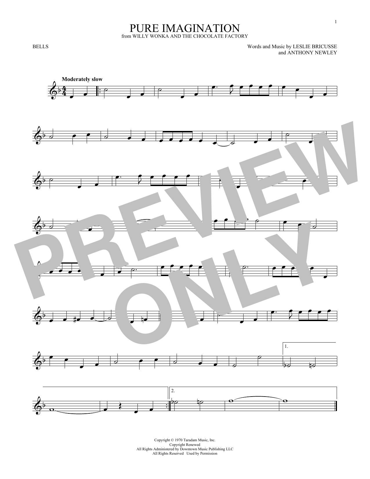 Produktgalerie: Seite 1 von 1 Pure Imagination (from Willy Wonka & The Chocolate Factory), Leslie Bricusse, Percussion
