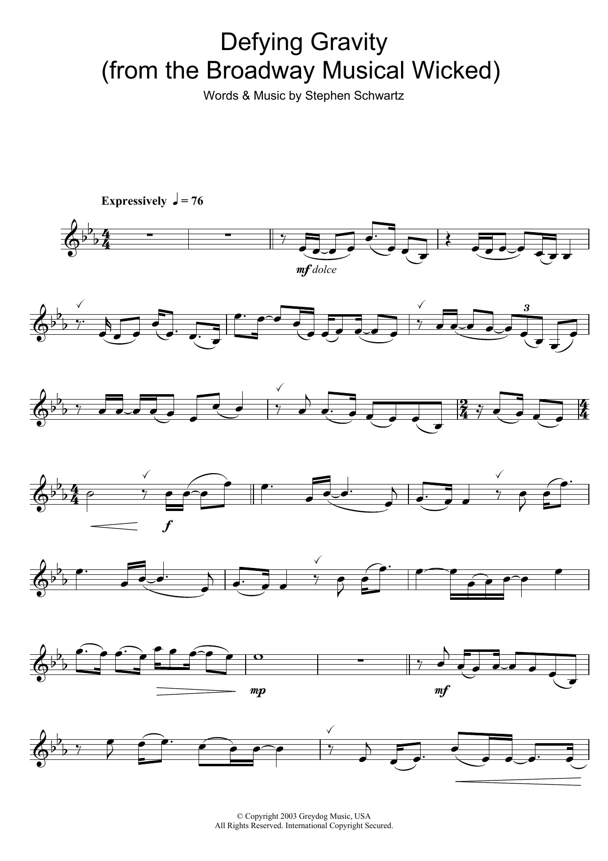 Produktgalerie: Seite 1 von 1 Defying Gravity (from Wicked), Stephen Schwartz, Trompete