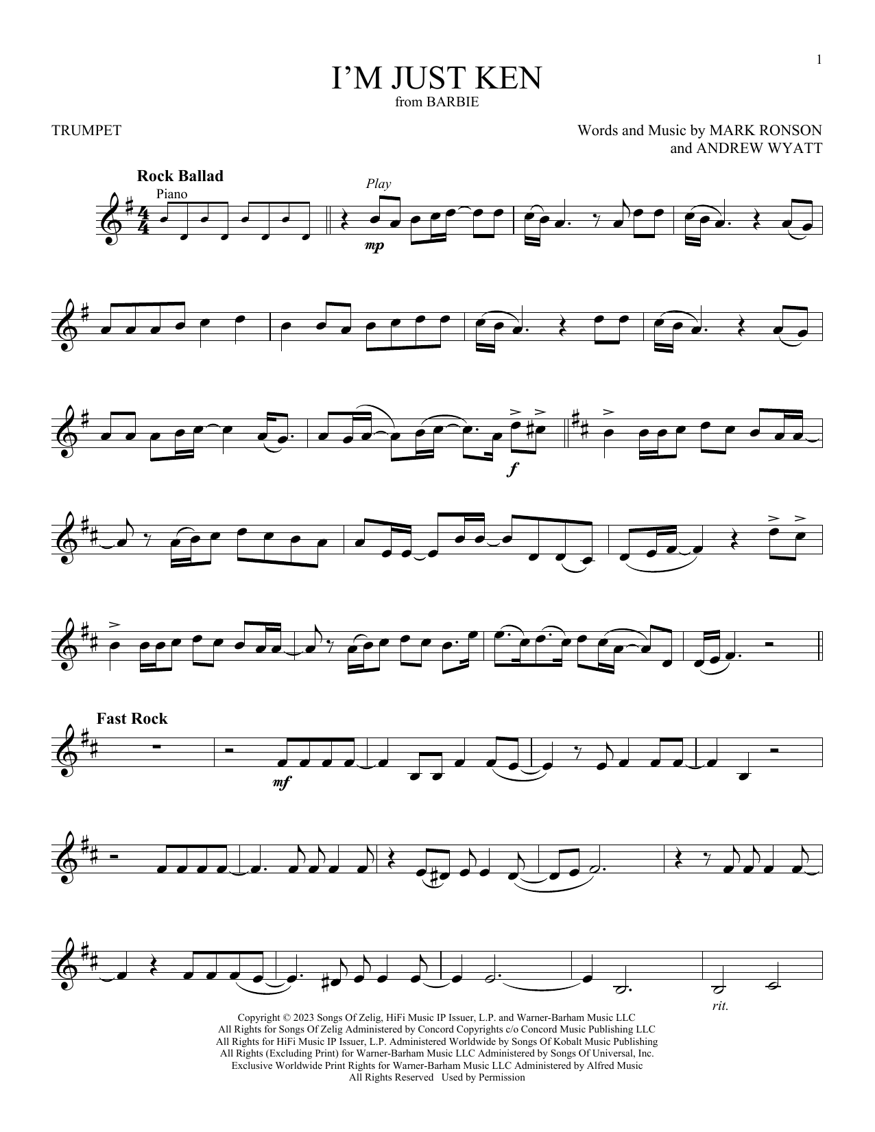 Produktgalerie: Seite 1 von 1 I'm Just Ken (from Barbie), Ryan Gosling, Trompete