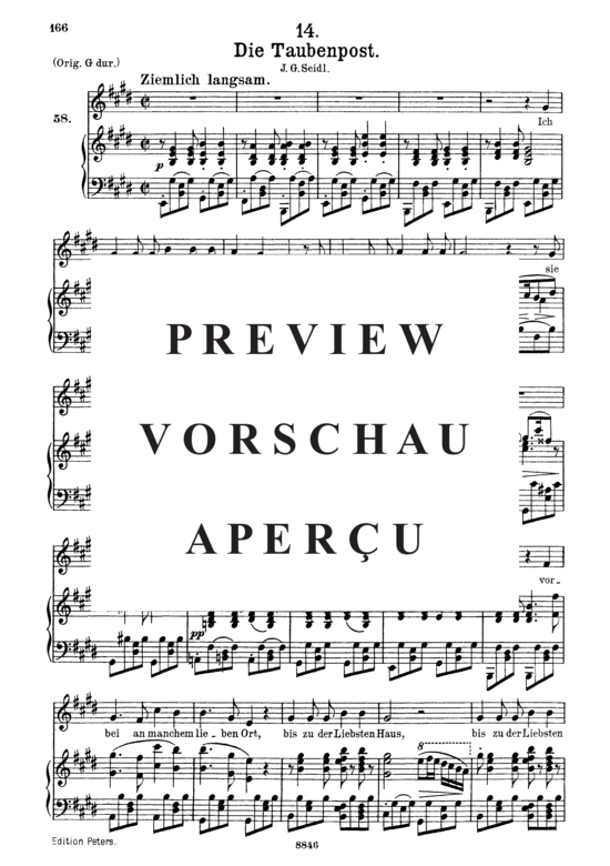gallery: Die Taubenpost, D.957-14 (Schwanengesang) , ,  (Gesang mittel + Klavier)