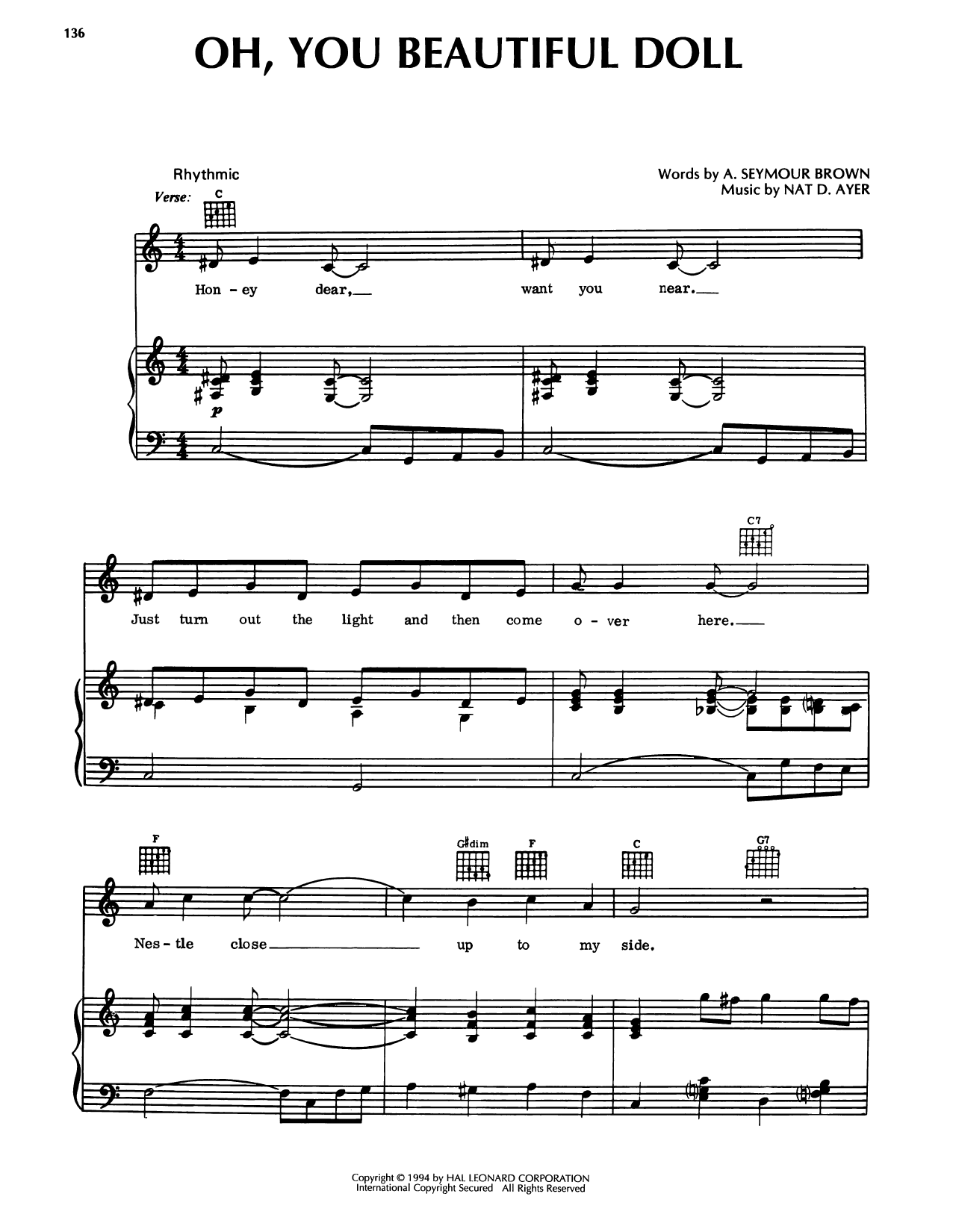 Produktgalerie: Seite 1 von 1 Oh, You Beautiful Doll, A. Seymour Brown, Gesang, Gitarre, Klavier
